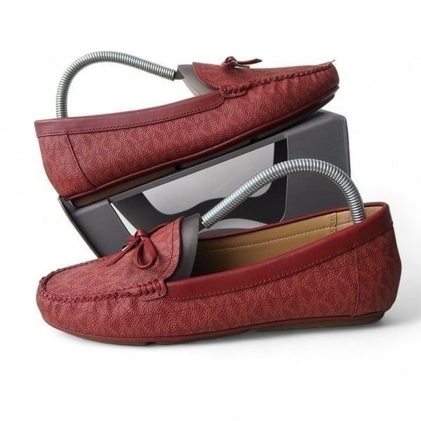 Michael Kors Juliette MK Logo Slip-on Moccasins Burgundy Red ME22E Women's 8M