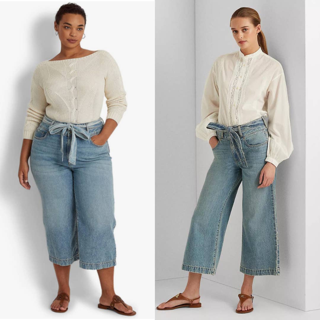 Lauren Ralph Lauren Cropped Wide-Leg Jeans Curvy Plus Size NWT Sz 18W