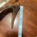 Bebe Zahara, gold, open toe sling back platform stilettos, size 8, gently used,