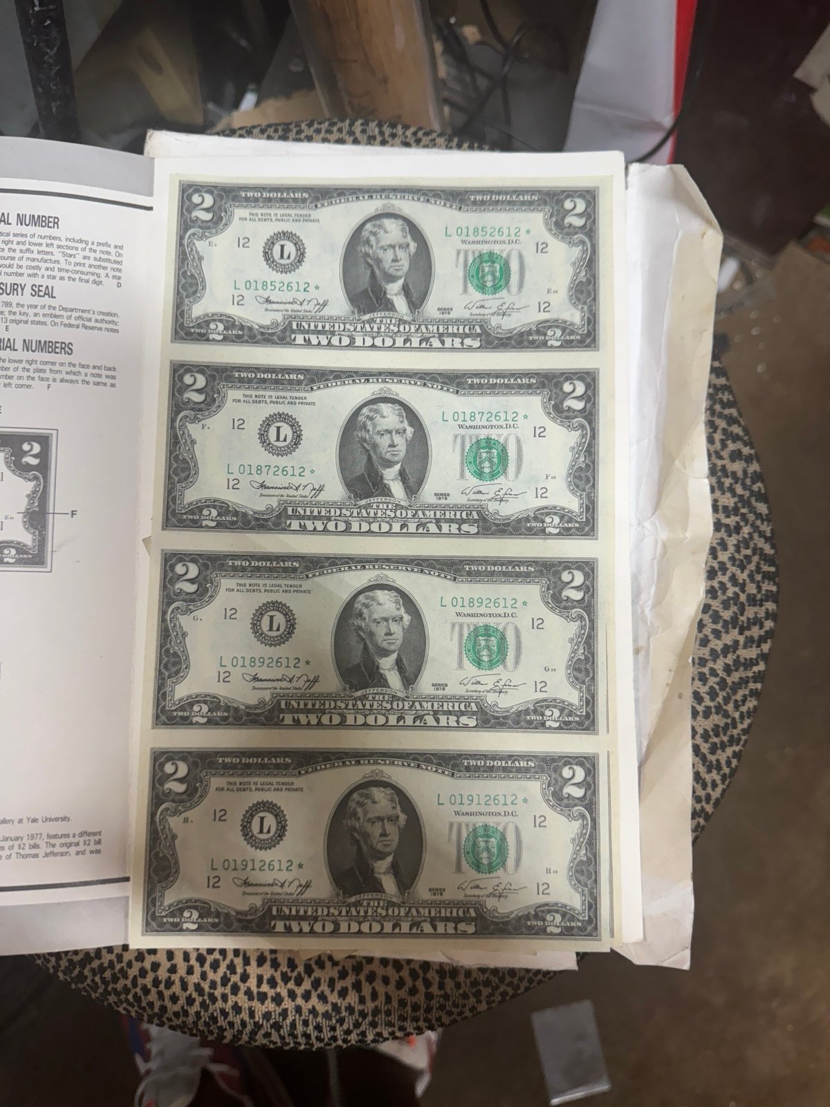 Vintage uncut 2 star note 1976 bill “high grade “