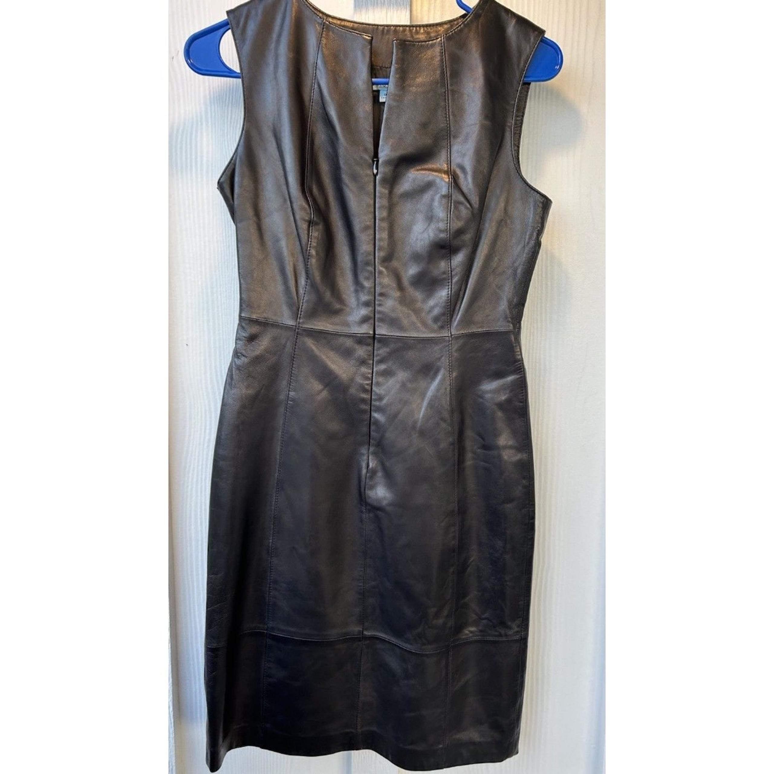 ANTONIO MELANI Luxury Collection BLACK LEATHER Sheath DRESS Size 0