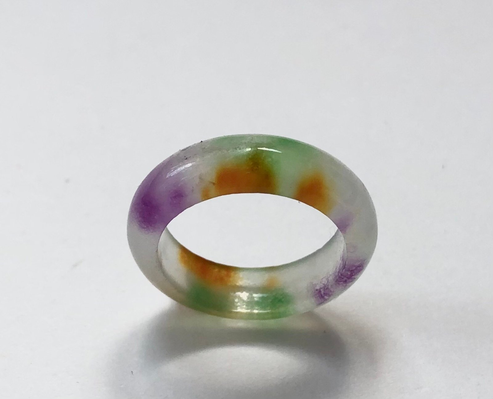 New Natural Icy Purple, Green & Yellow Genuine Chinese Jade Jadeite Band Ring(8)