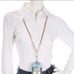 Brahmin Blue Topaz Stevie Leather Lanyard Card Holder