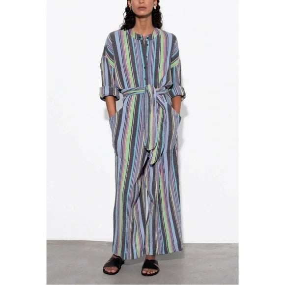 Mara Hoffman Long-Sleeve Striped Manda Jumpsuit