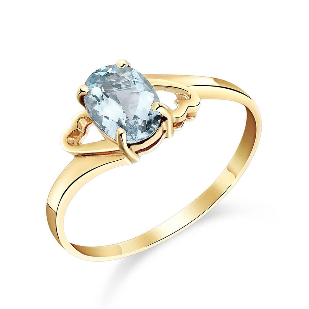 14K. SOLID GOLD RINGS WITH NATURAL AQUAMARINE (Yellow Gold)
