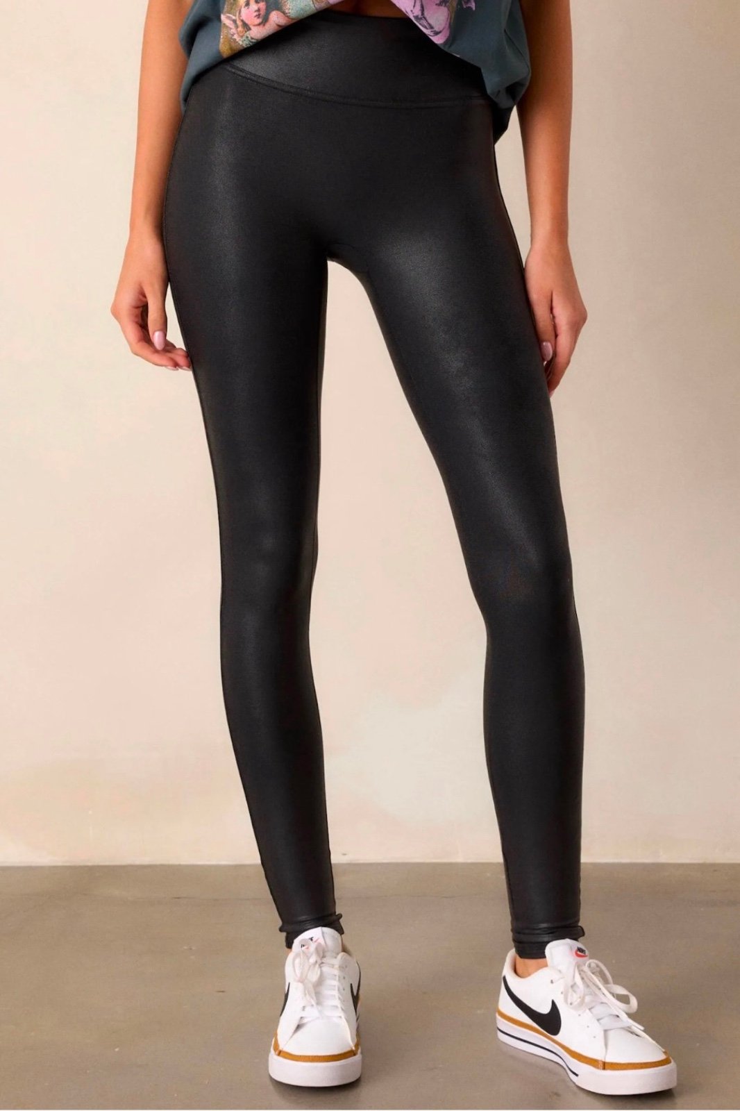 Spanx Black Faux Leather Leggings Size Small EUC