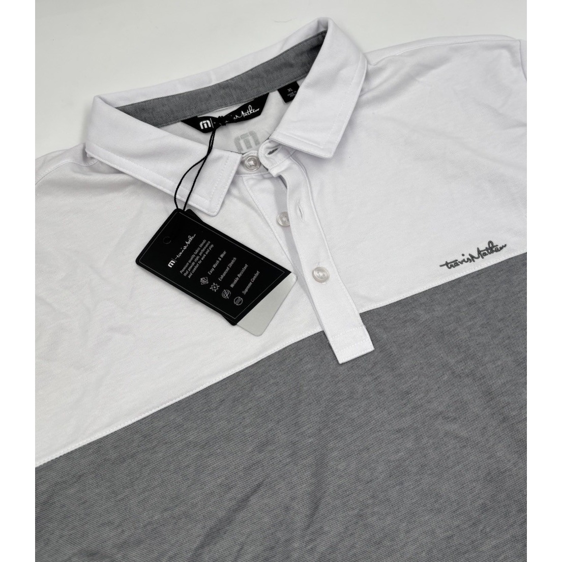 NWT Travis Mathew XL White Gray Spooky SZN Short Sleeve Polo