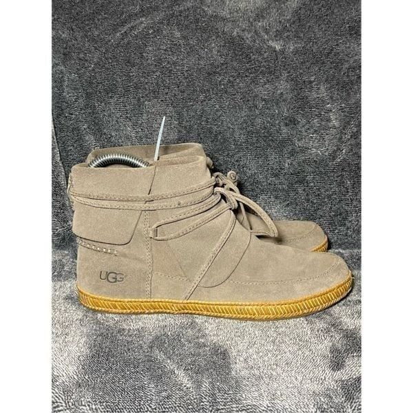 Ugg Australia Women's Reid Brown Leather Suede Ankle Boots Booties US Size 6.5