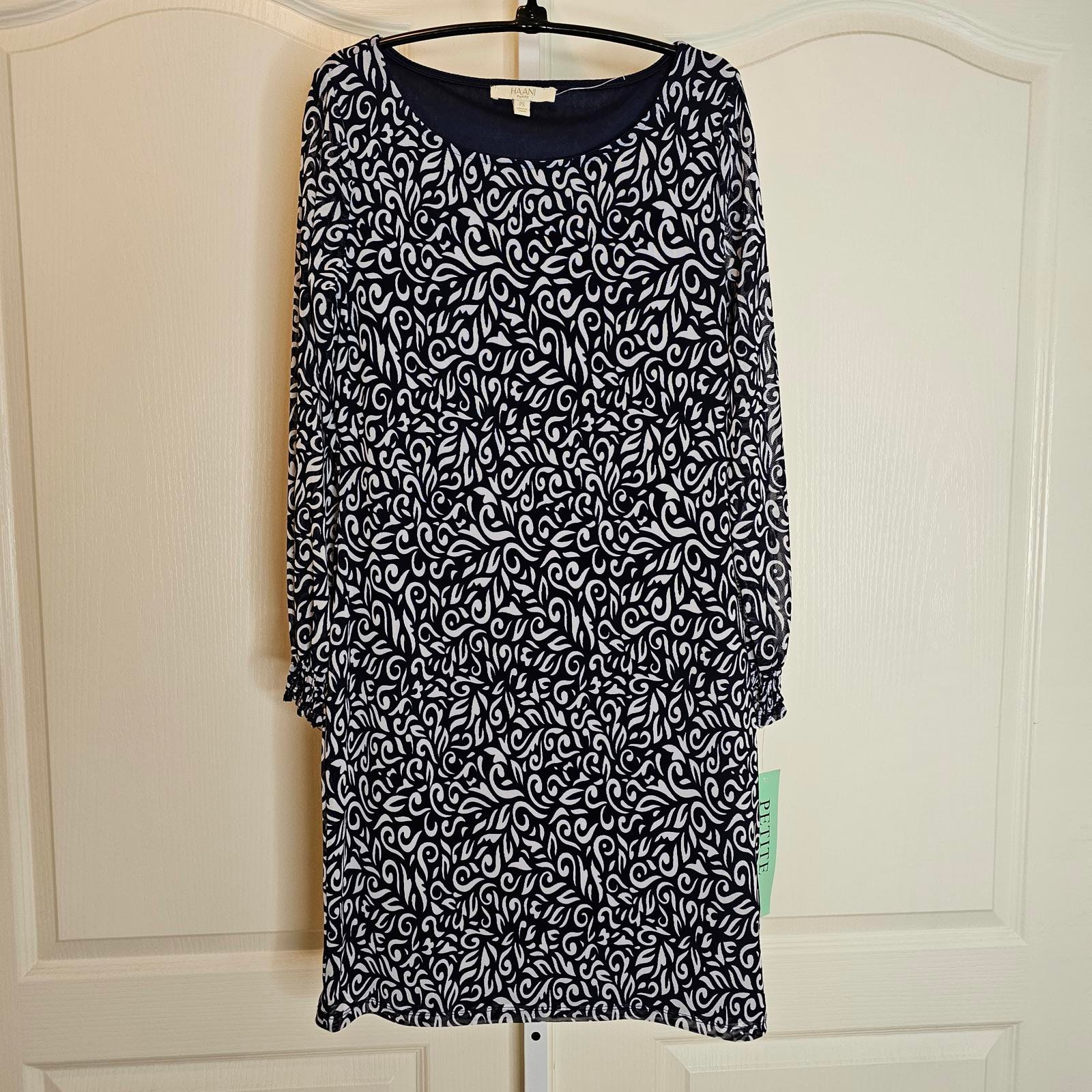 Haani Petite Black and White Floral Dress