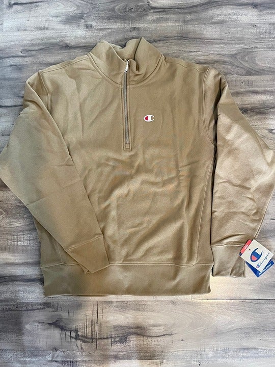 CHAMPION Reverse Weave Mock Neck Sweatshirt Beige L