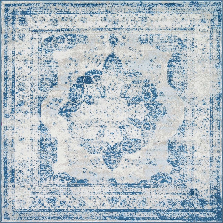 8' x 8' New Area Rug Blue H 41308 Home Decorative Art Soft Carpet Collectible