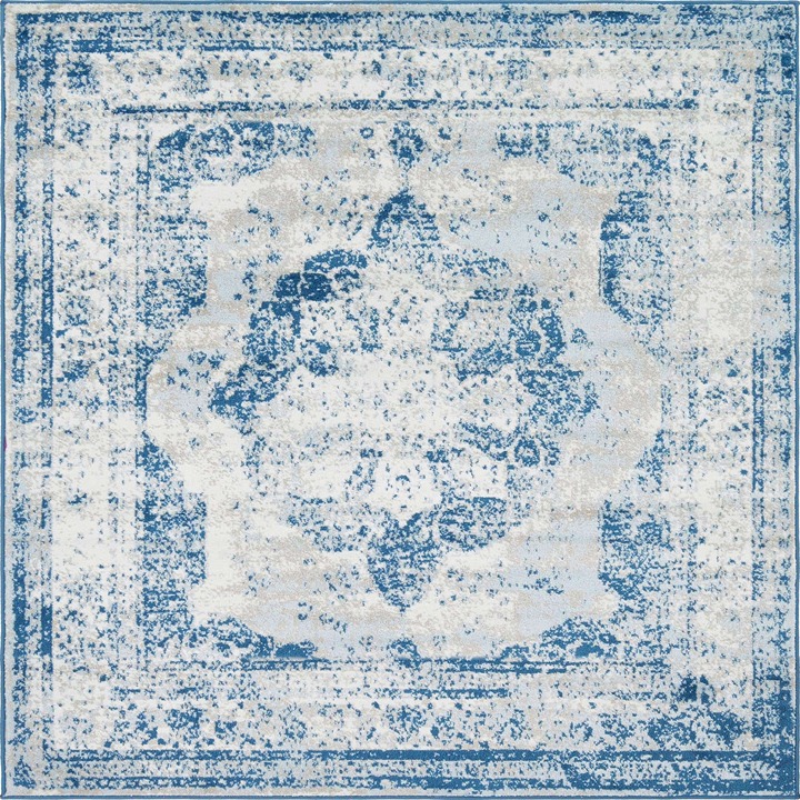 8'' x 8'' New Area Rug Blue H 41308 Home Decorative Art Soft Carpet Collectible