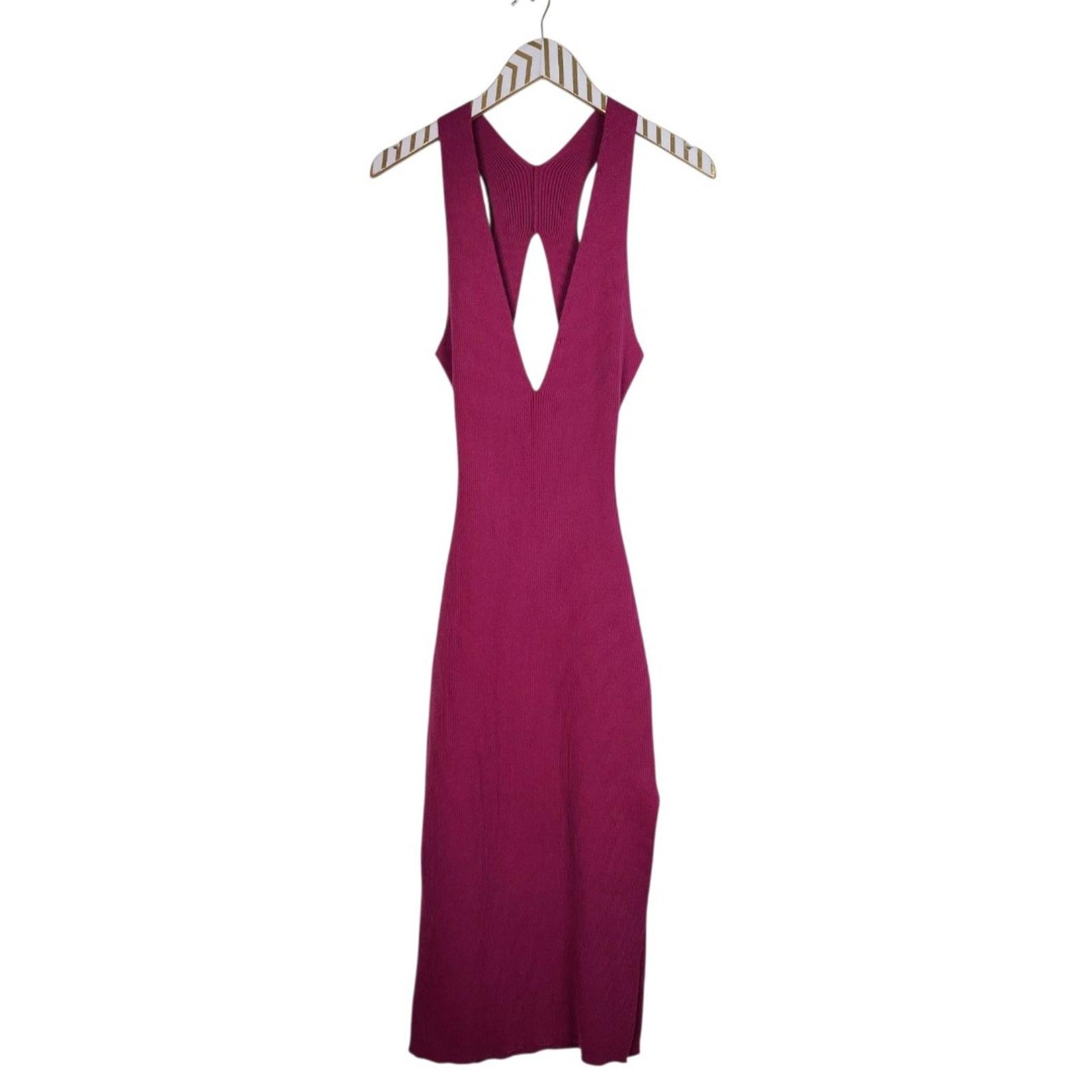 ALEXIA ADMOR Dress Womens Medium Magenta Pink Ariana Sleeveless Ribbed Midi NWT
