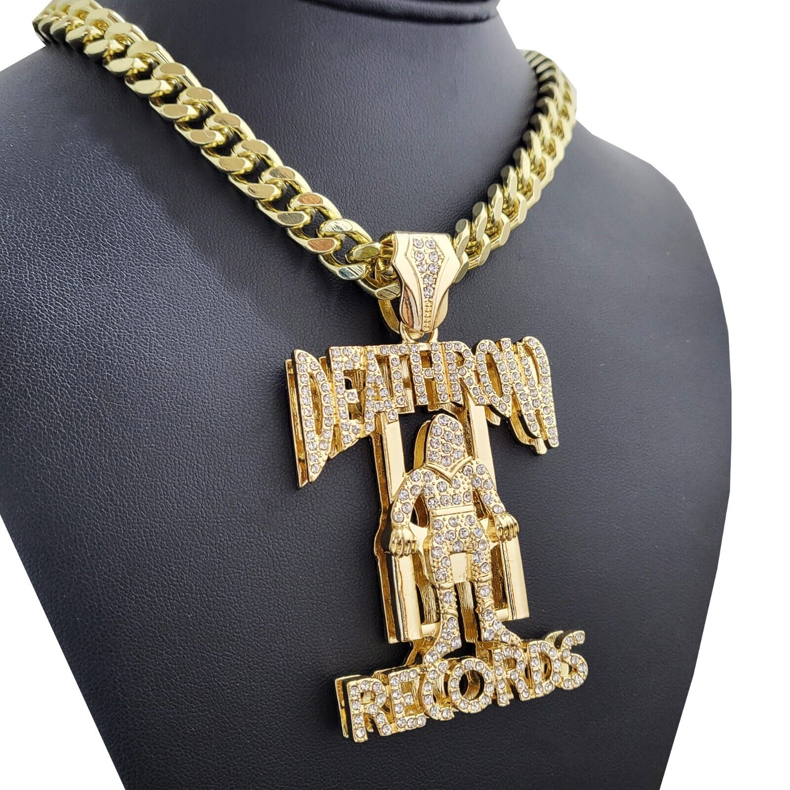 Hip Hop Rapper Cubic Zirconia Gold Plated Pendant 18 ~ 30 Cuban Chain Necklace