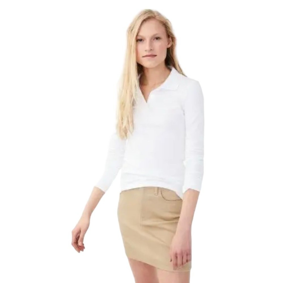 Aeropostale White Long Sleeve Uniform Piqué Polo