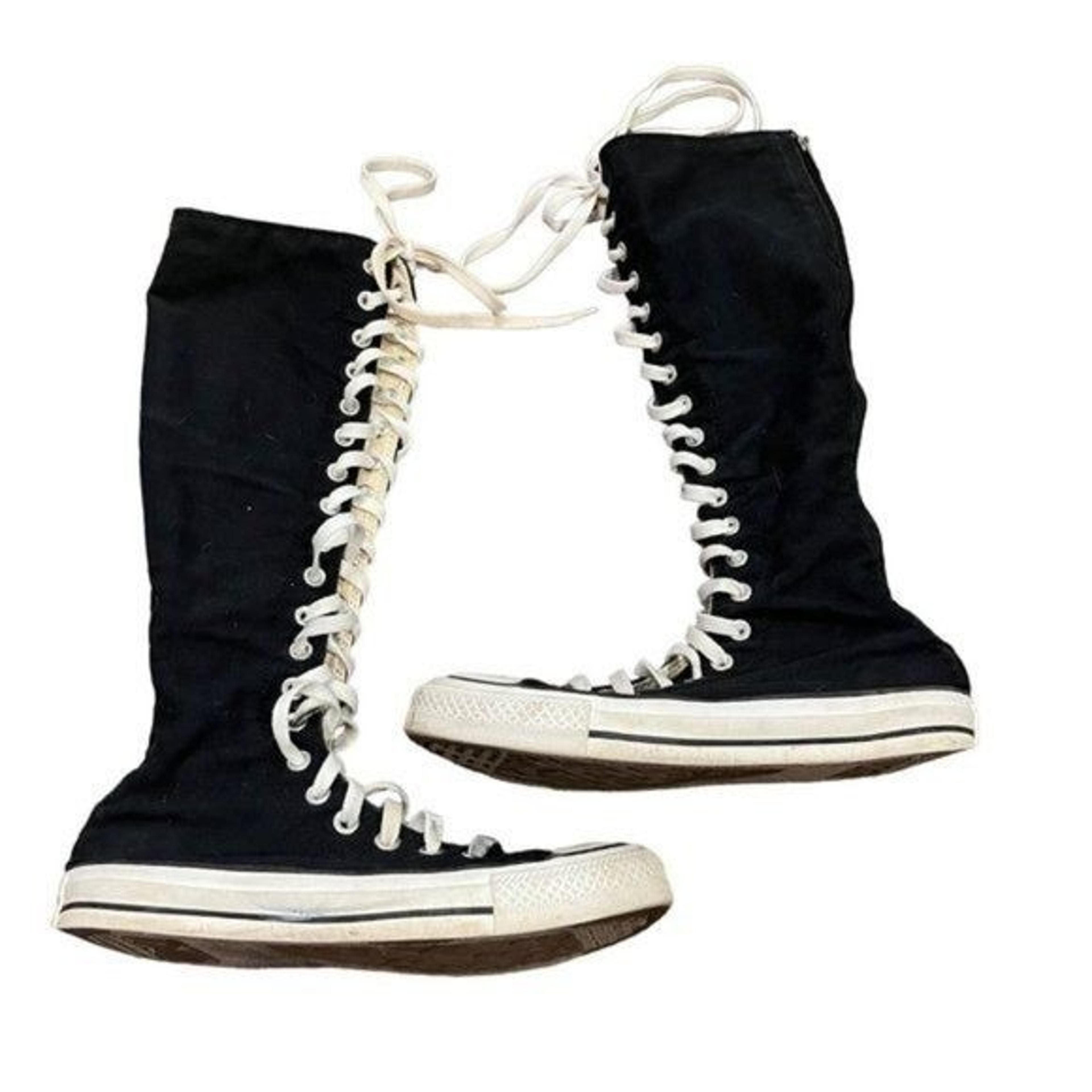 Knee high black and white converse Clearance