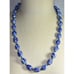 VTG Asian Hand Knotted Blue Hand Painted Porcelain Writing Bead Necklace C