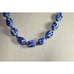 VTG Asian Hand Knotted Blue Hand Painted Porcelain Writing Bead Necklace C