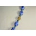 VTG Asian Hand Knotted Blue Hand Painted Porcelain Writing Bead Necklace C
