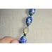 VTG Asian Hand Knotted Blue Hand Painted Porcelain Writing Bead Necklace C