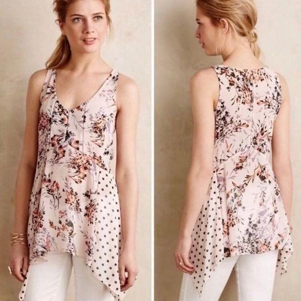 Vanessa Virginia Blush Floral Dot Flowy Tank