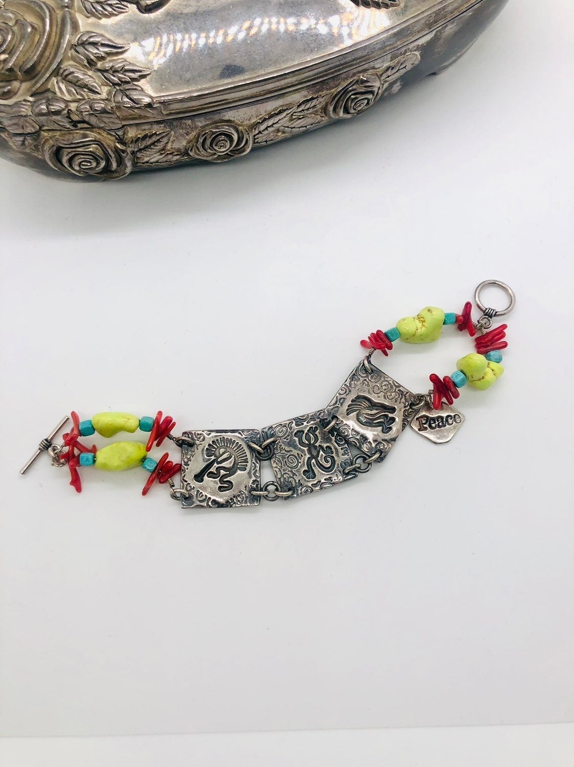 Vintage Kokopelli Southwestern Glow stone Bracelet