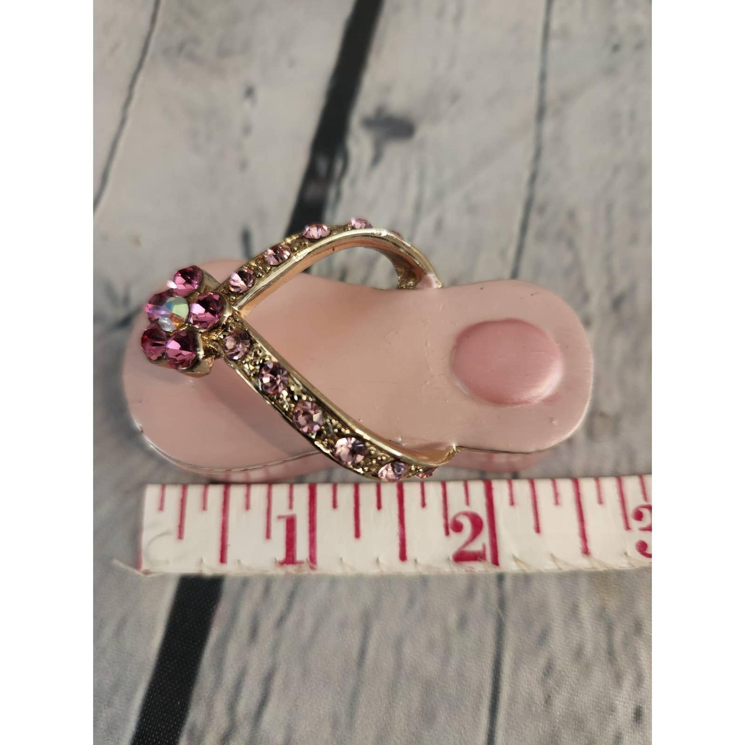 Impulse Miniature Trinket Box Pink Bejeweled Flip Flop 2.5" NIB