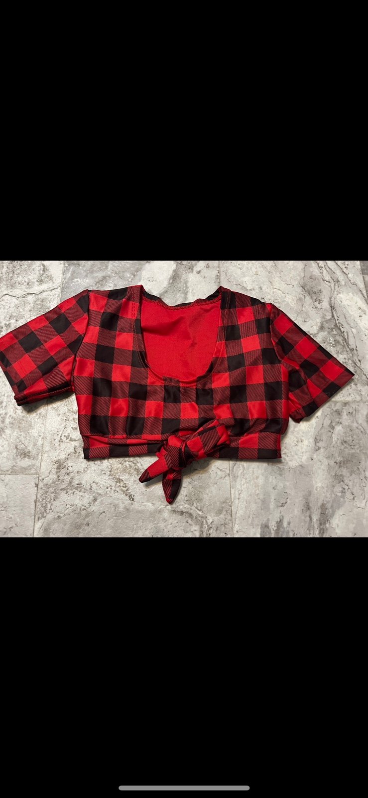 Twin Peaks red black plaid checkered crop top authentic uniform costume size XS