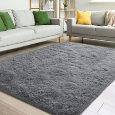 Light Grey Area Rug, 8' x 10' Soft Fluffy Area Rugs for Living Room Bedroom Kids