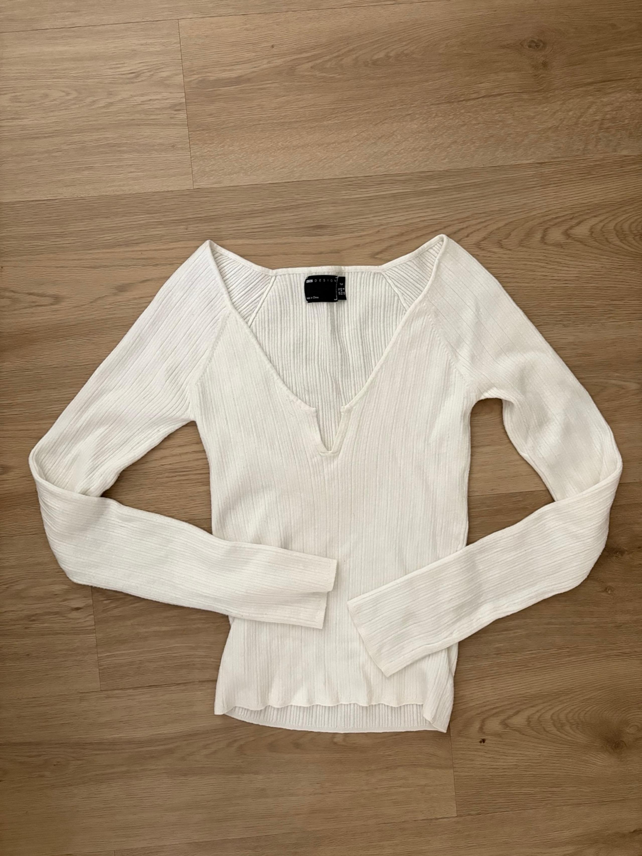 ASOS cream knit long sleeve top