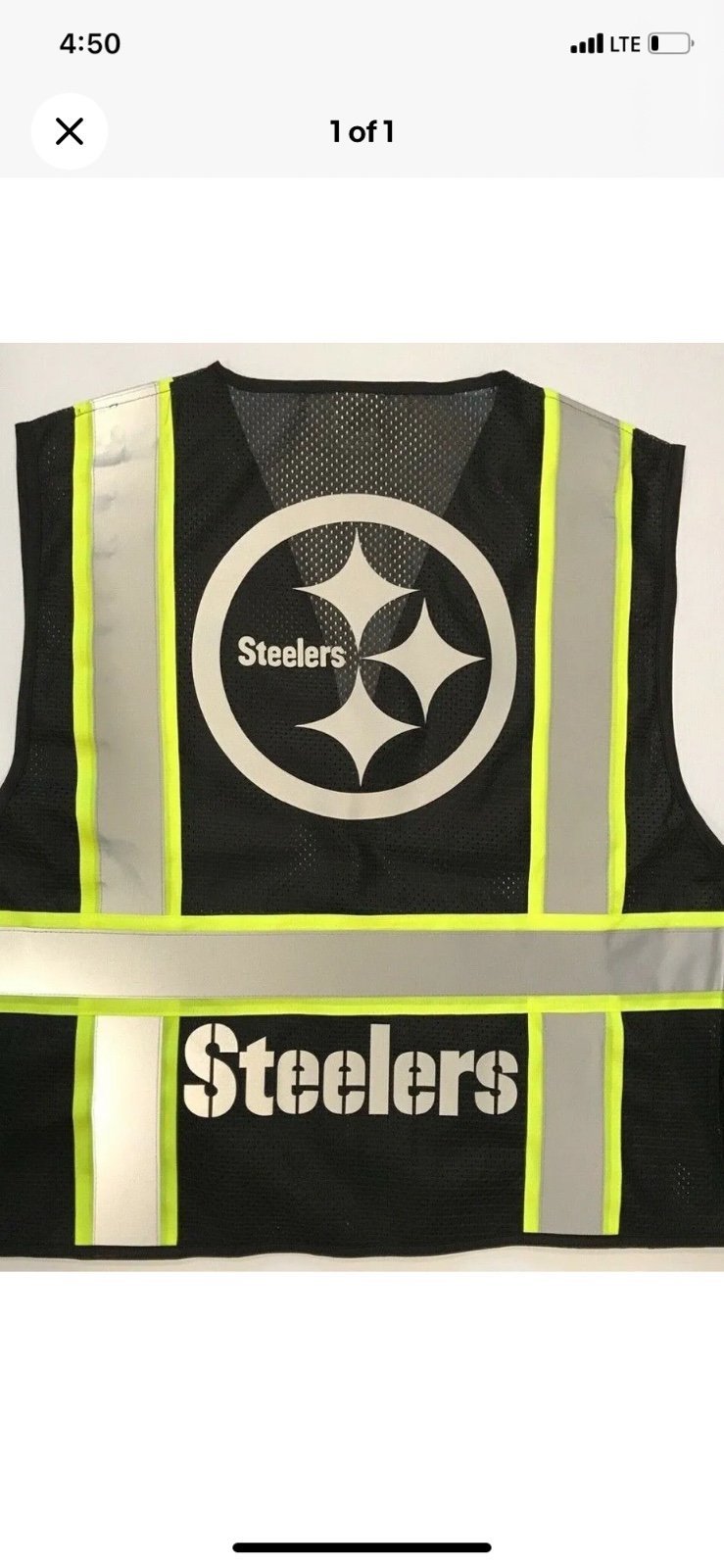 PITTSBURGH STEELERS REFLECTIVE SAFETY PPE VEST W/REFLECTIVE LOGO M/L/XL/2XL