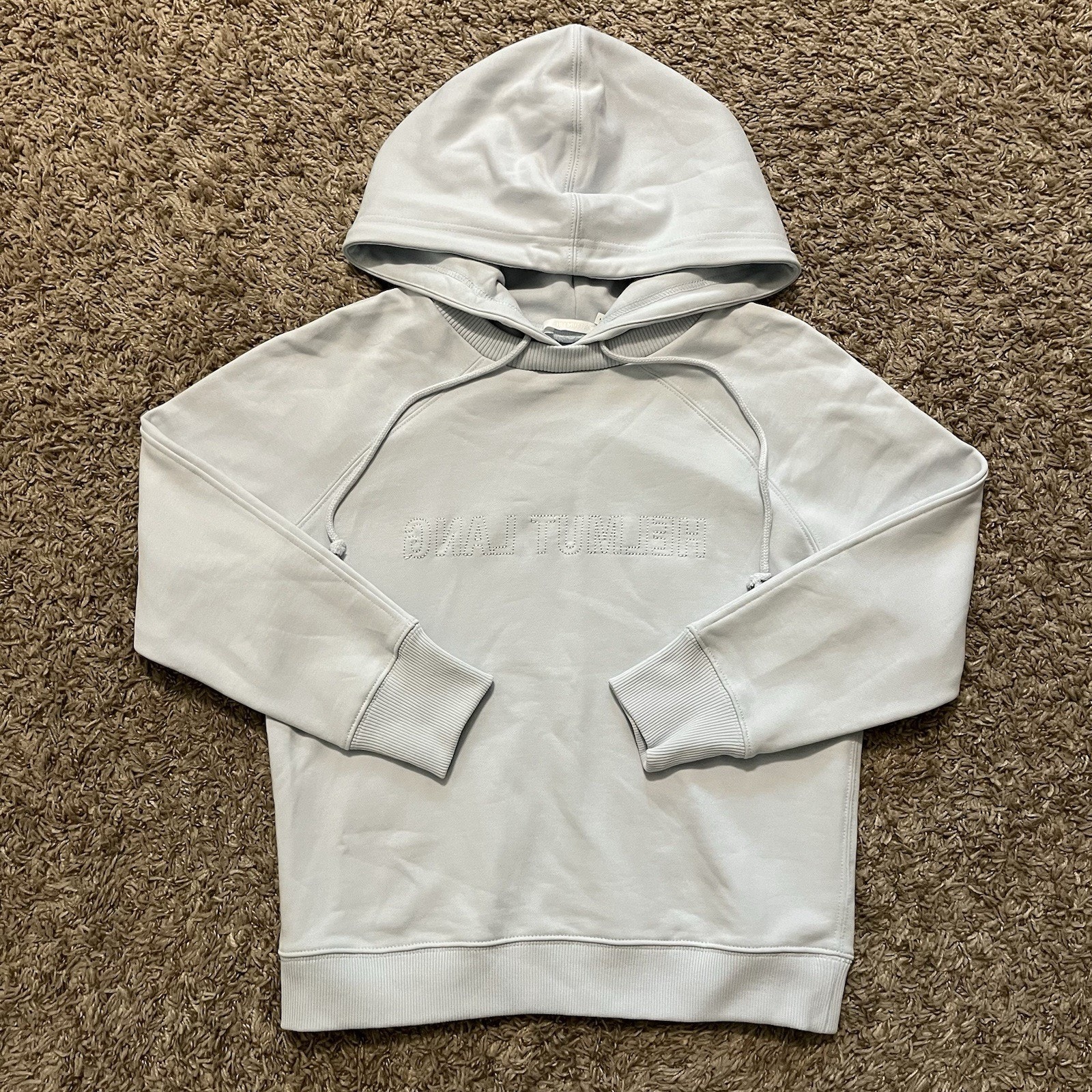 Helmut Lang Embroidered Backward Logo French Terry Hoodie Small