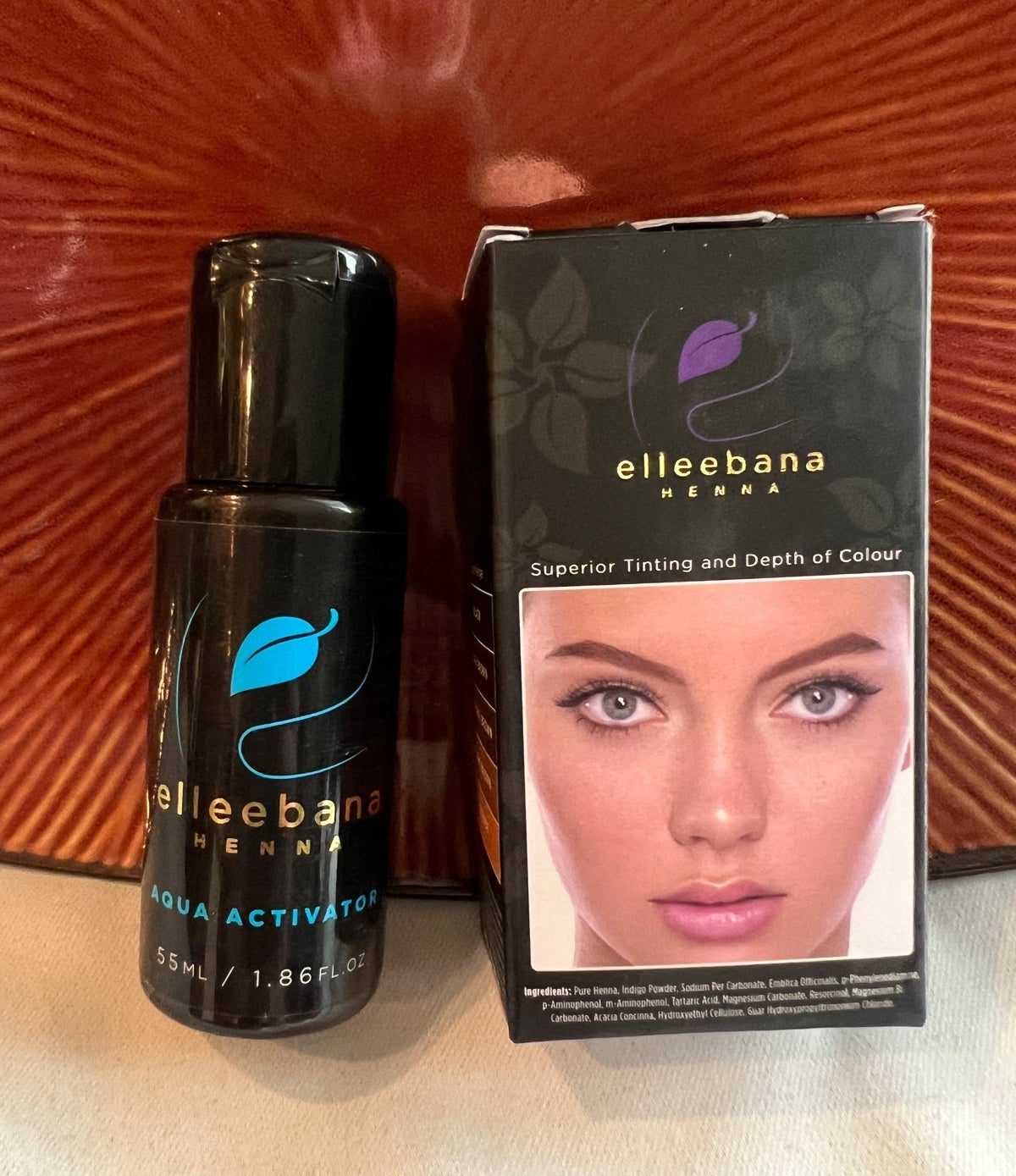 NEW Elleebana Brow Henna, Natural Brown & Aqua Activator Brow Henna PH Solution