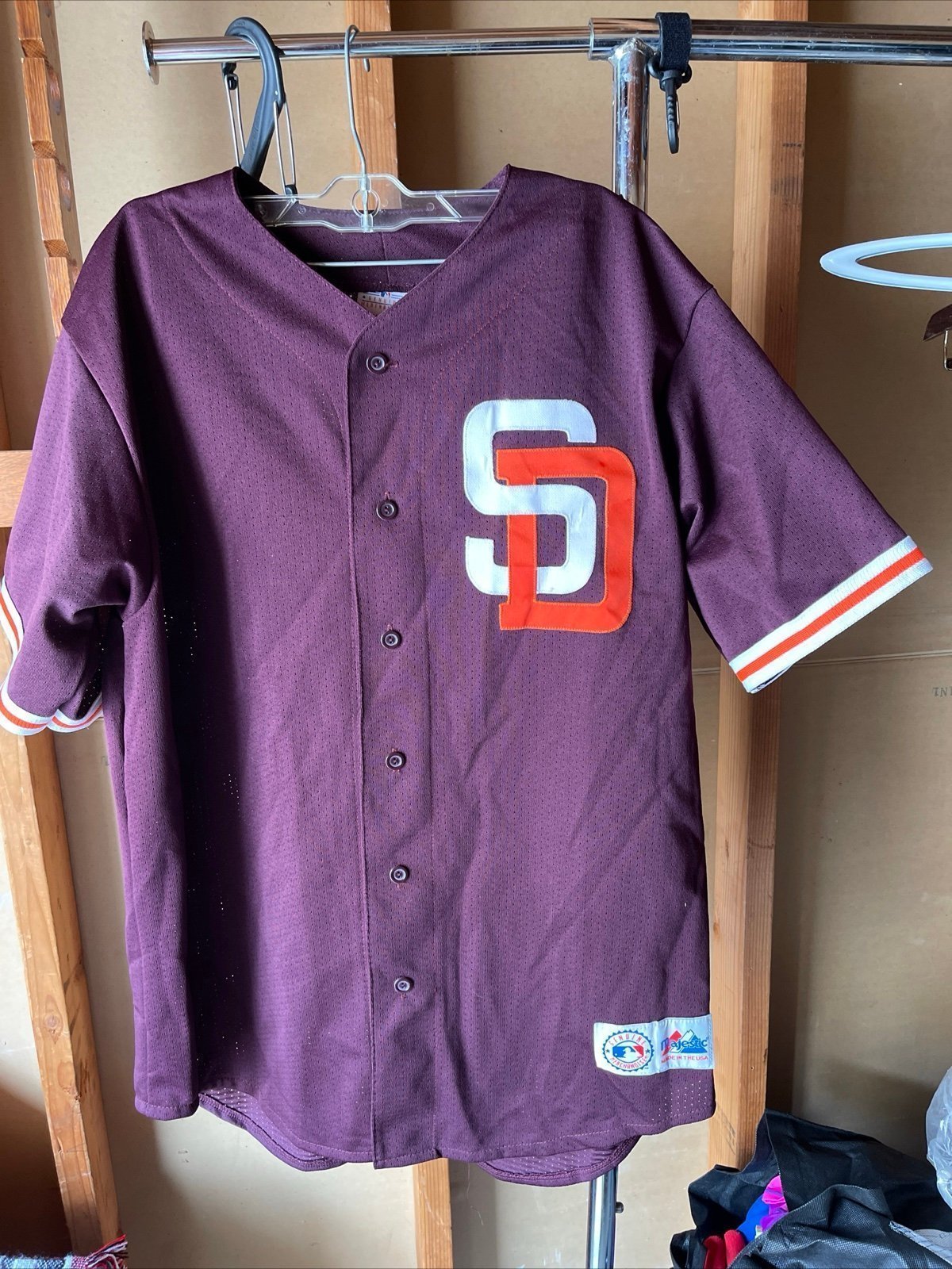Vintage MAJESTIC USA San Diego Padres button up Jersey sz Large