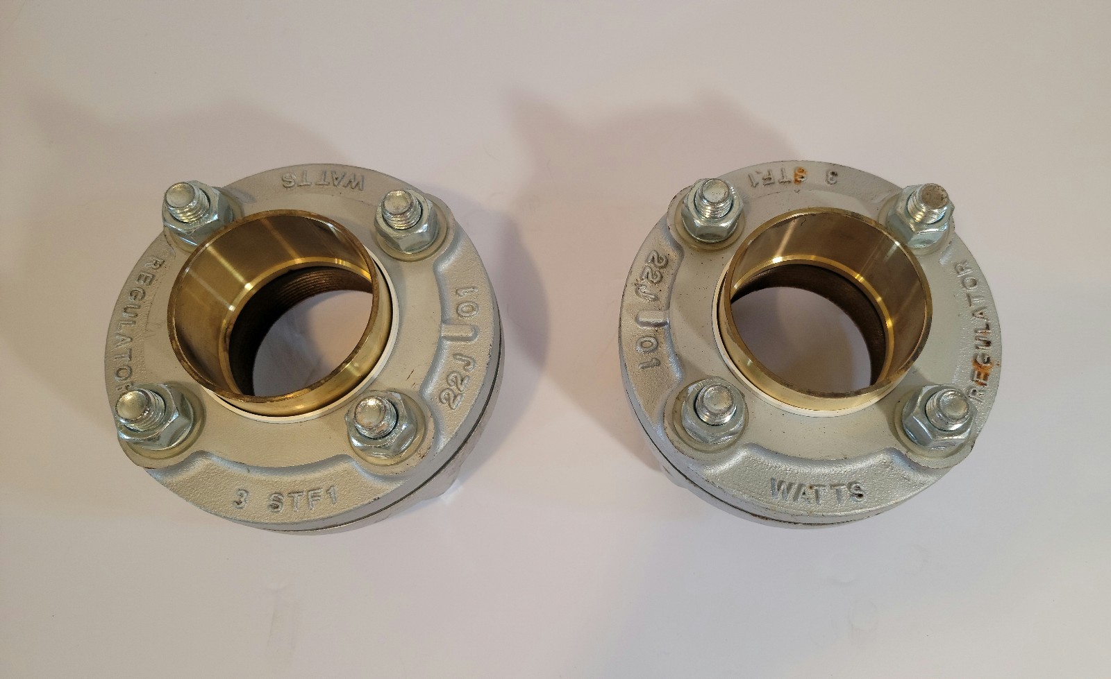 2x Watts 3 Regulator Flange Union Fittings 22J101 Brass HVAC Plumbing