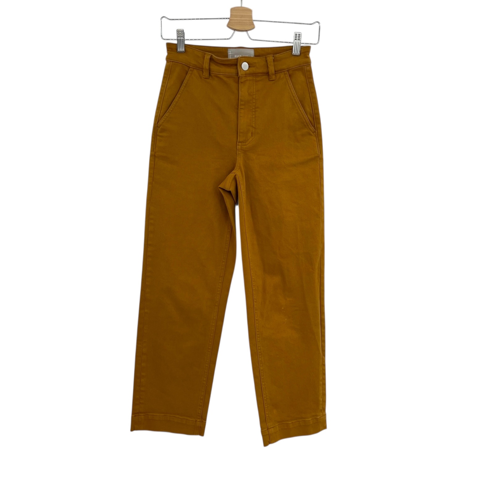 Everlane The Straight Leg Crop Pants Cotton Golden Brown Yellow Size 00