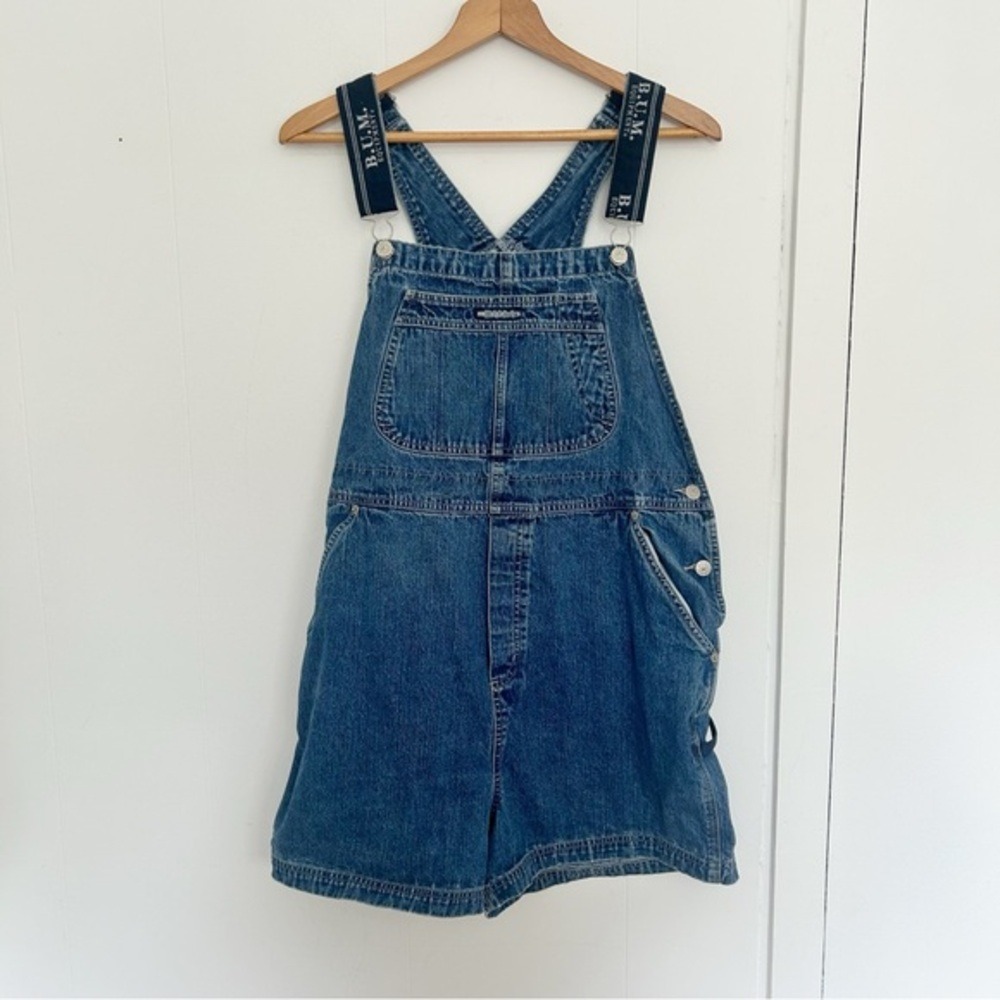 Vintage 90s BUM Equipment Denim Shorts Overalls Shorttalls Women's XL