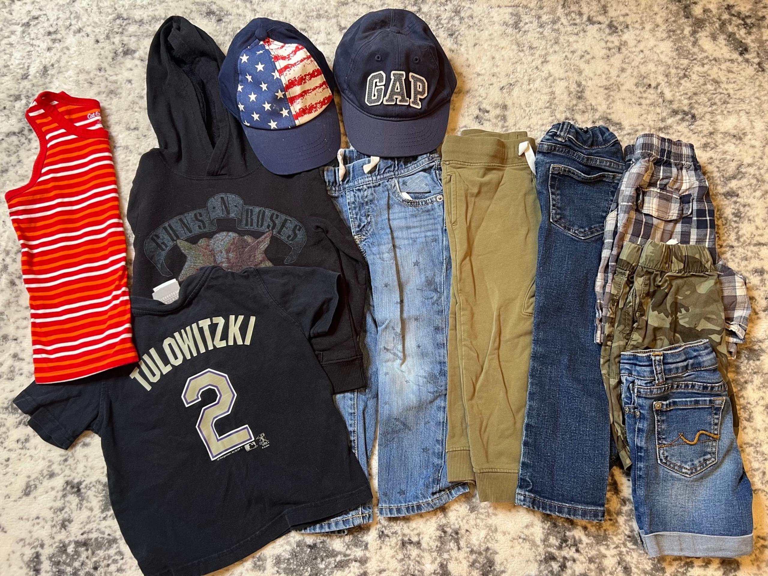 Toddler Boy Clothes Bundle Size 3T Hats, Rockies Tee, Shorts, Pants, Hoodie