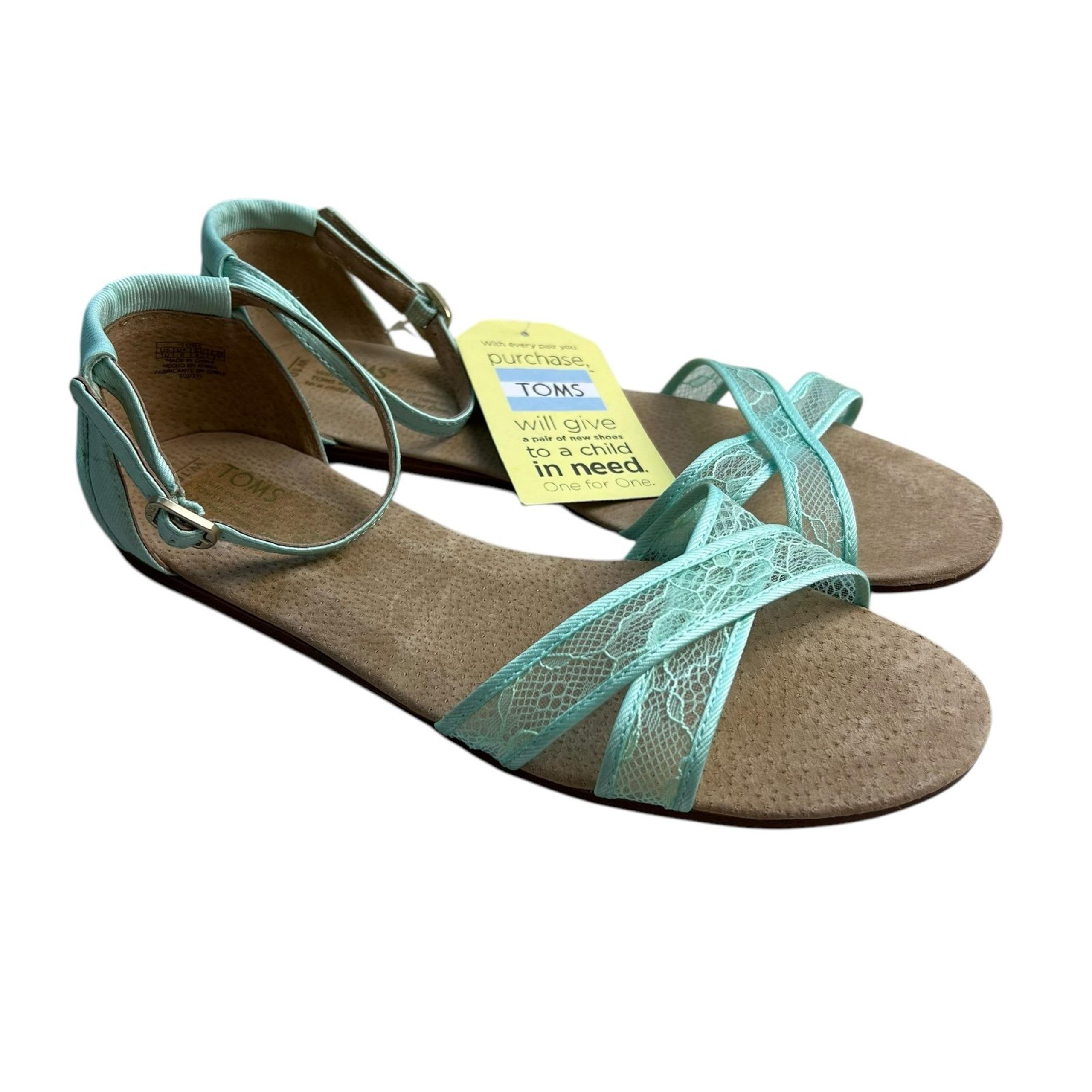TOMS Correa Light Blue Lace Ankle Strap Size 10 NWT  Sandals