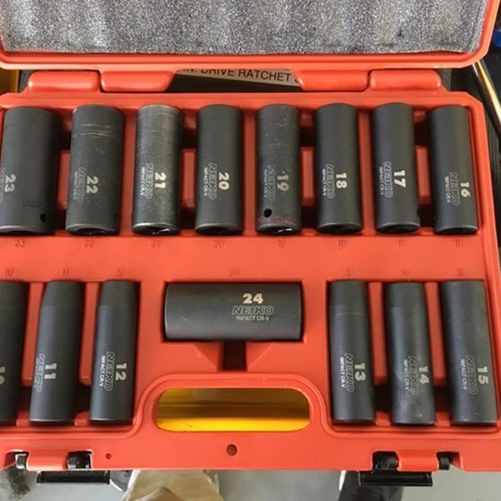 15pcs ½ Drive Deep Impact Socket Set, Cr-V Steel, 6-Point, 10-24 mm - NEW