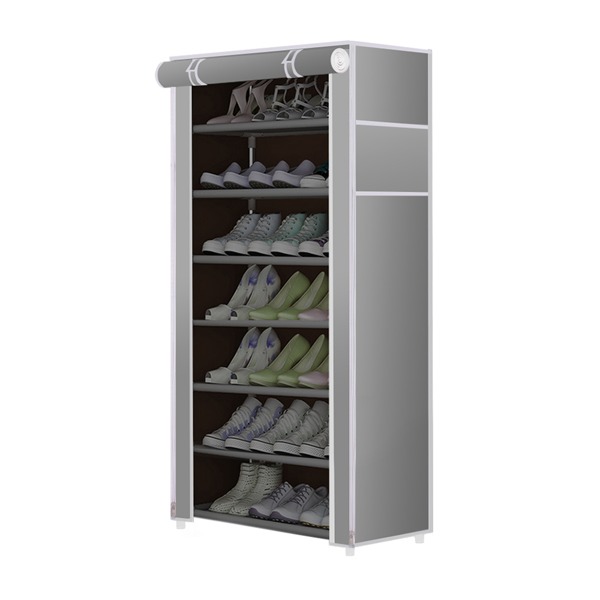 Modern 8 Tier Shoe Storage Closet Organizer Rack with Cover Grey