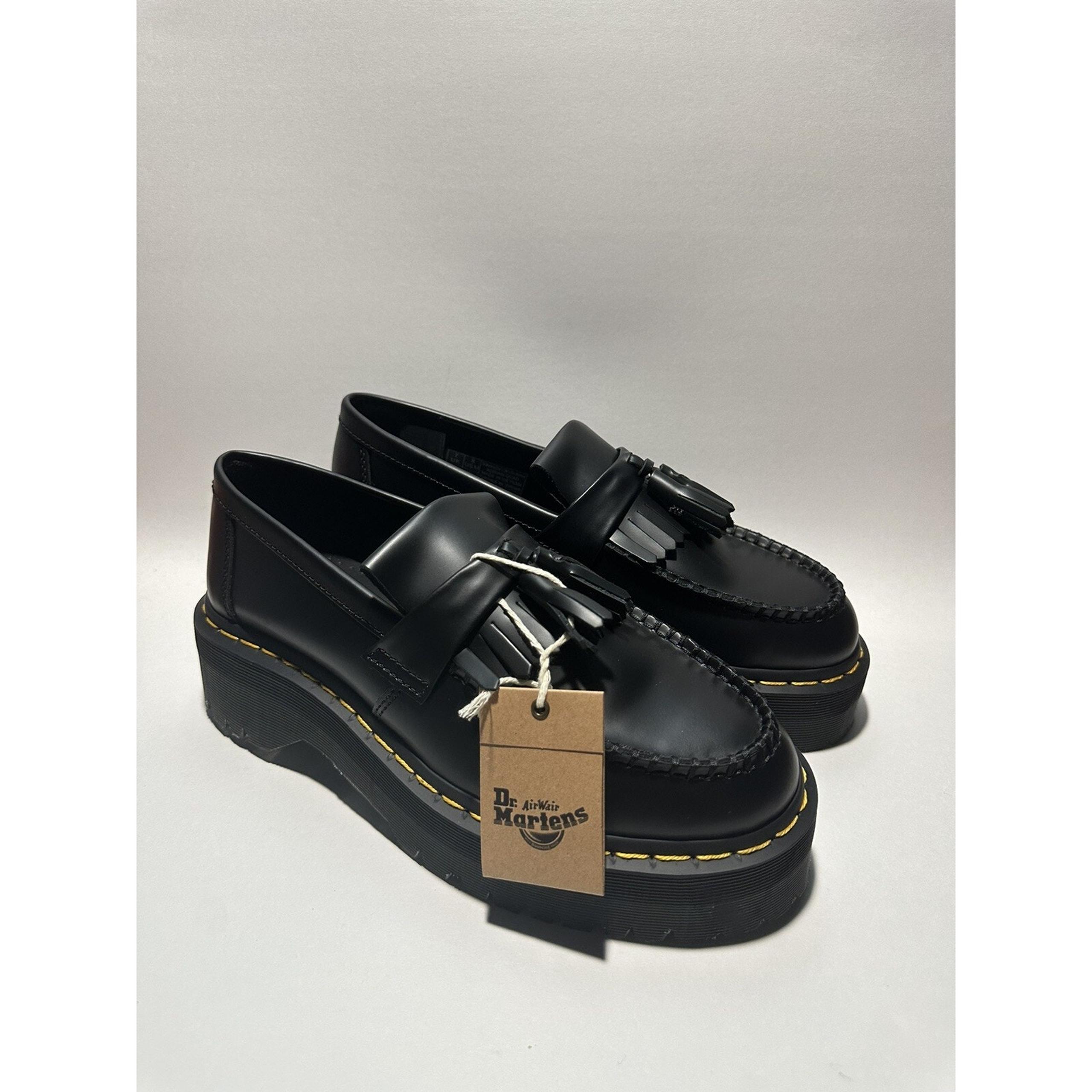 Dr. Martens Adrian Quad Black Leather Tassel Platform Loafers Men's 8 Women's 9