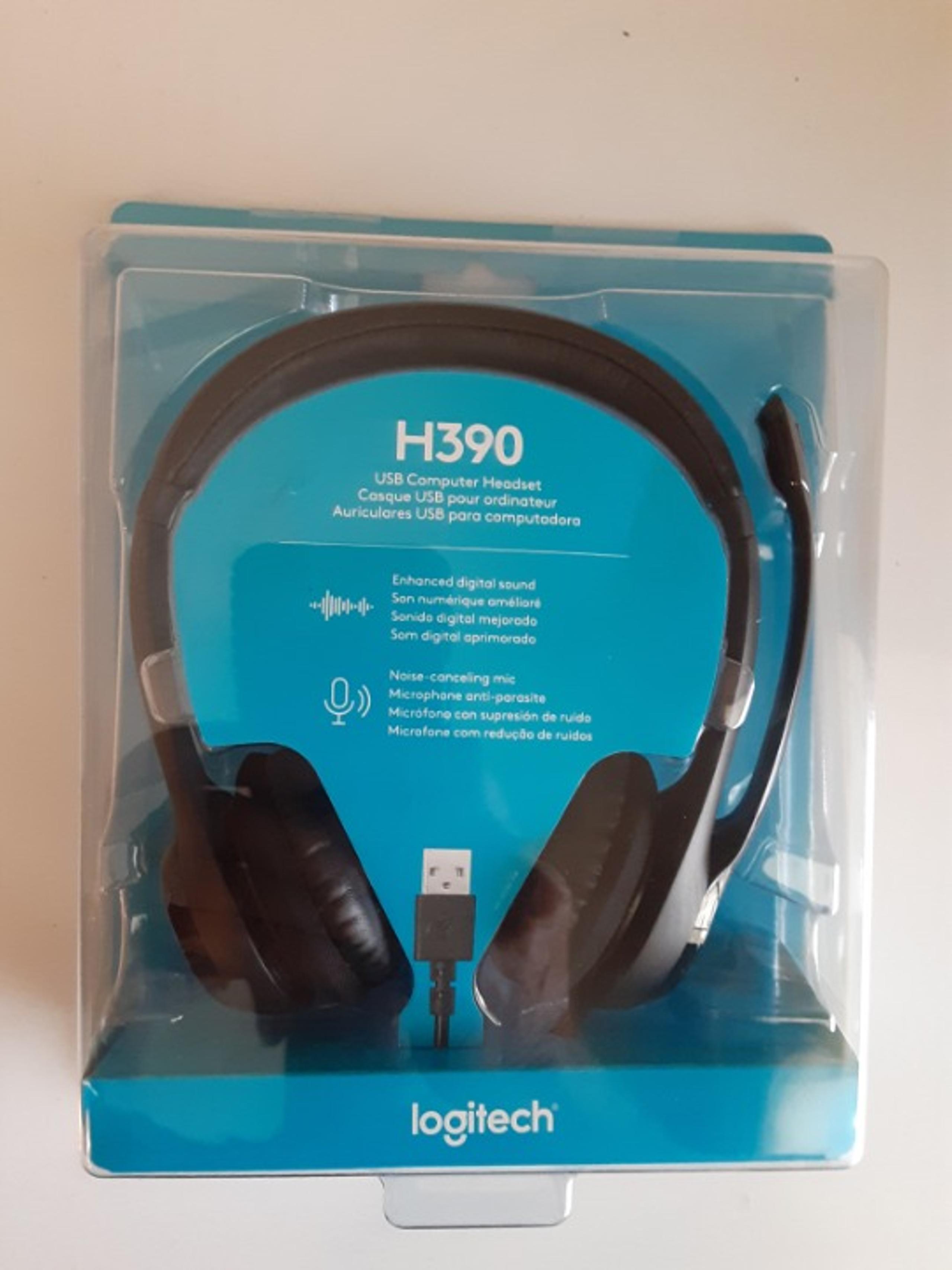 Logitech H390 USB Headset with Noise-Canceling Microphone in Black "NEW"