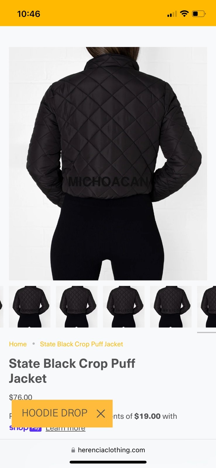 Herencia Michoacan crop puff jacket XL