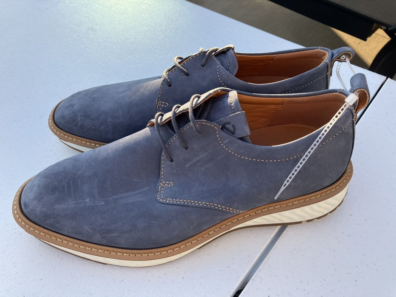 ECCO ST. 1 Hybrid Plain Toe Tie shoes leather suede blue NEW no box EU 42 US 8