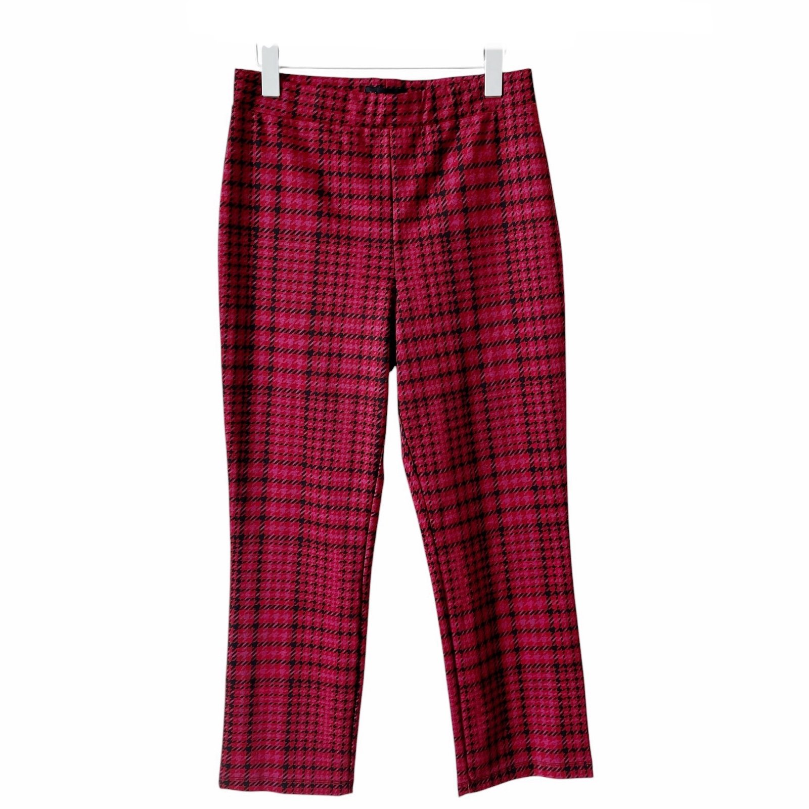 Sanctuary Carnaby Kick Crop Pants Red Houndstooth Size Medium Pull On Colorful