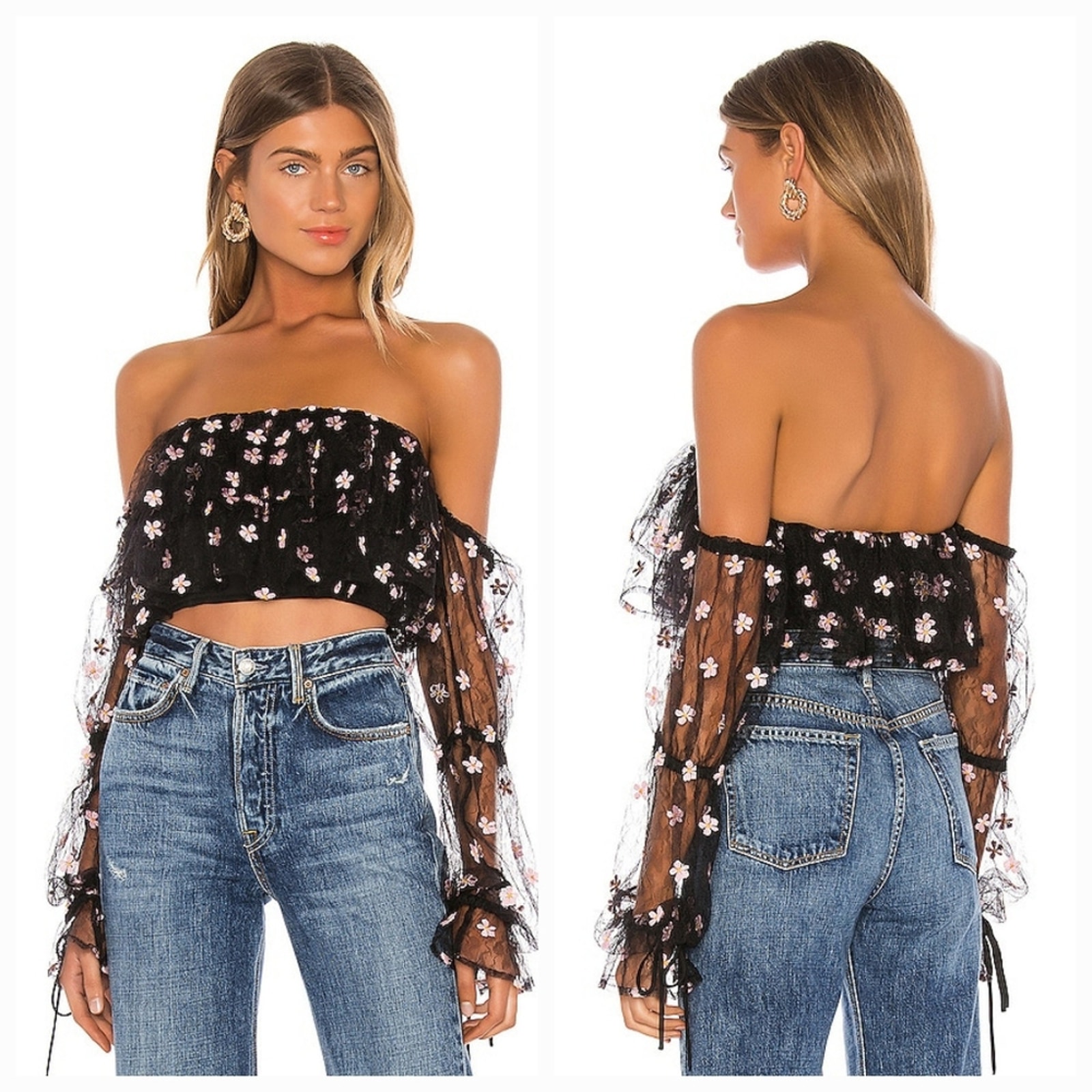 Lovers and Friends Juliana Top in Black and Pink XXS