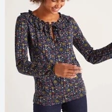 BODEN Catriona Navy Crown Flag Royal Print Jersey Long Sleeve Top US Size 8