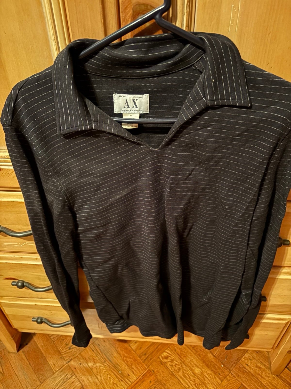 Vintage Armani Exchange black long sleeve shirt size M
