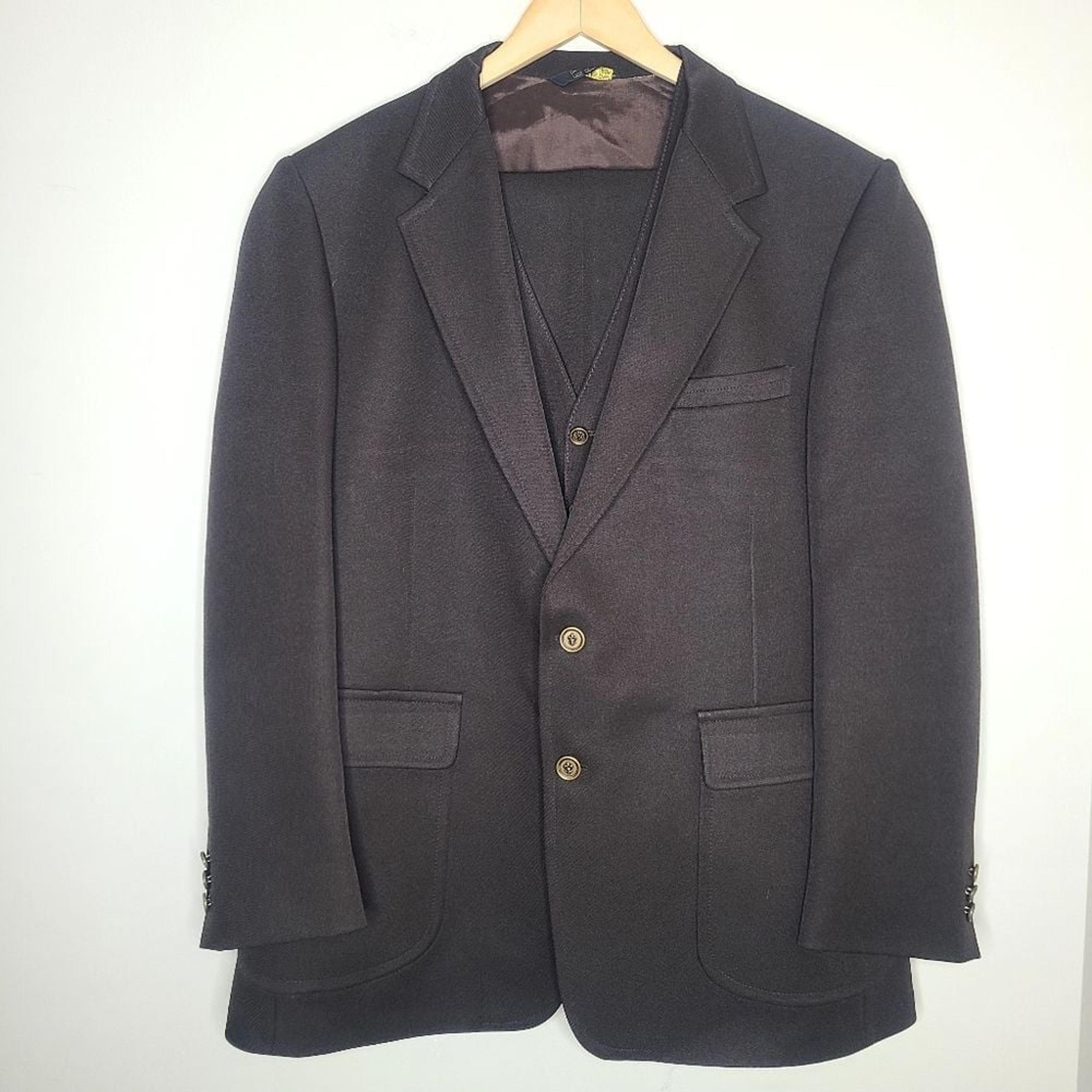 Vintage JC Penney Mens Polyester Leisure Suit Brown 3 Piece Suit 70s 80s